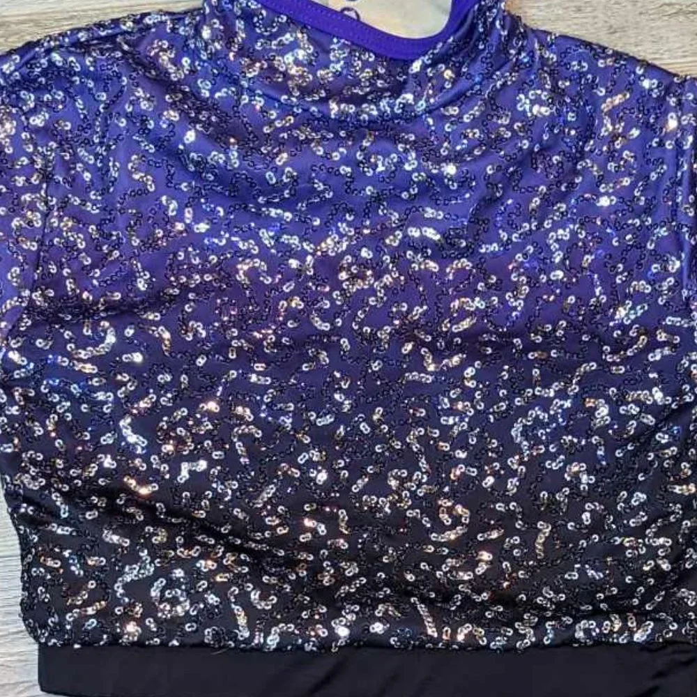 💜 Balera Performance Crop Top – Ombre Sequin (Child Medium)